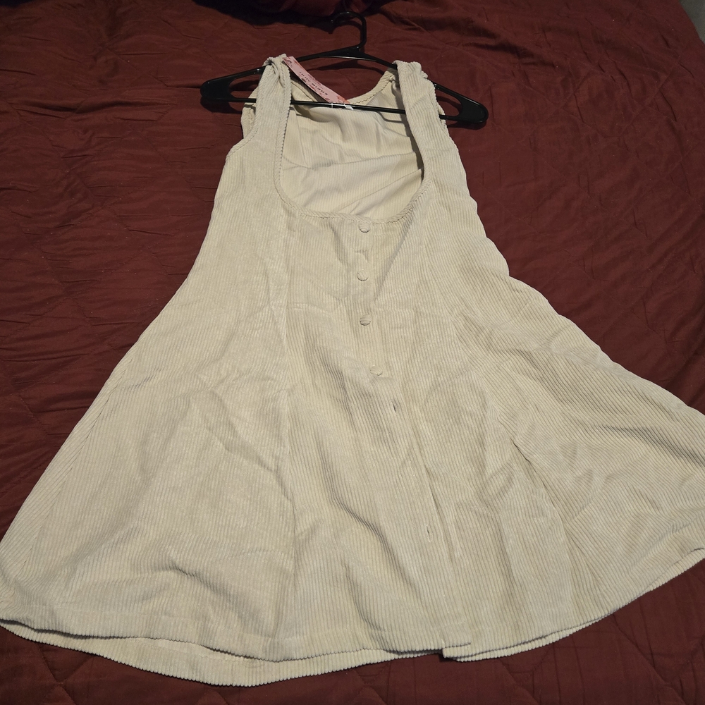 SHEIN Cream Button-Front Mini Dress
